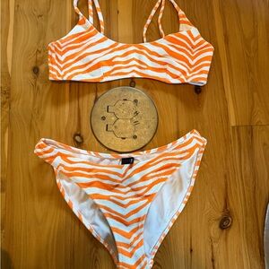 Triangl Swimwear Orange and White Bikini